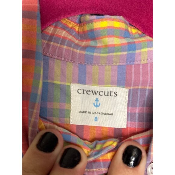 Crewcuts Boys 8 SS Plaid Button Down Collared Dress Shirt - Picture 6 of 8